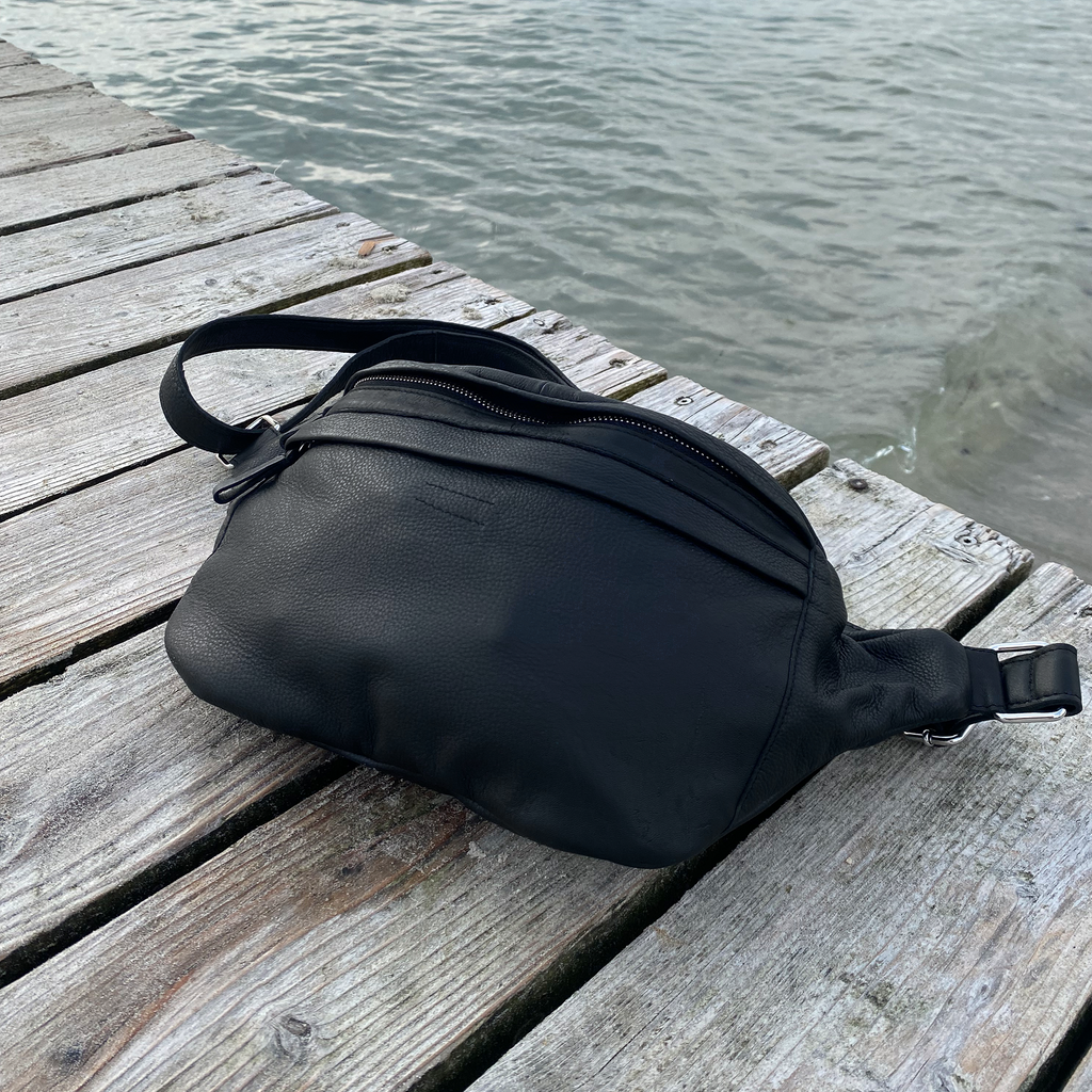 Large black top bum bag